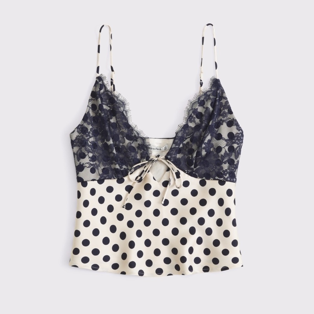 Abercrombie Bella Tie-Front Cami - Cream Dot